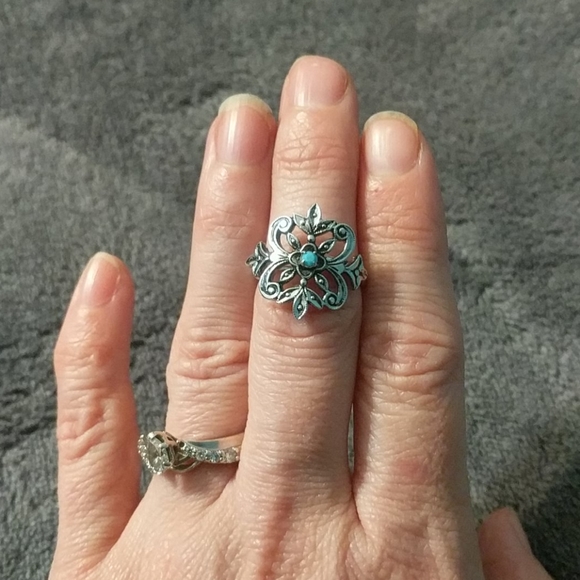 ♦️ B2G1FREE♦️Silver and turquoise Ring - Picture 6 of 6